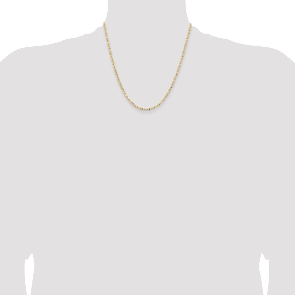 2 Inch 14K Yellow Gold 2.85mm Semi Solid Curb Chain Necklace