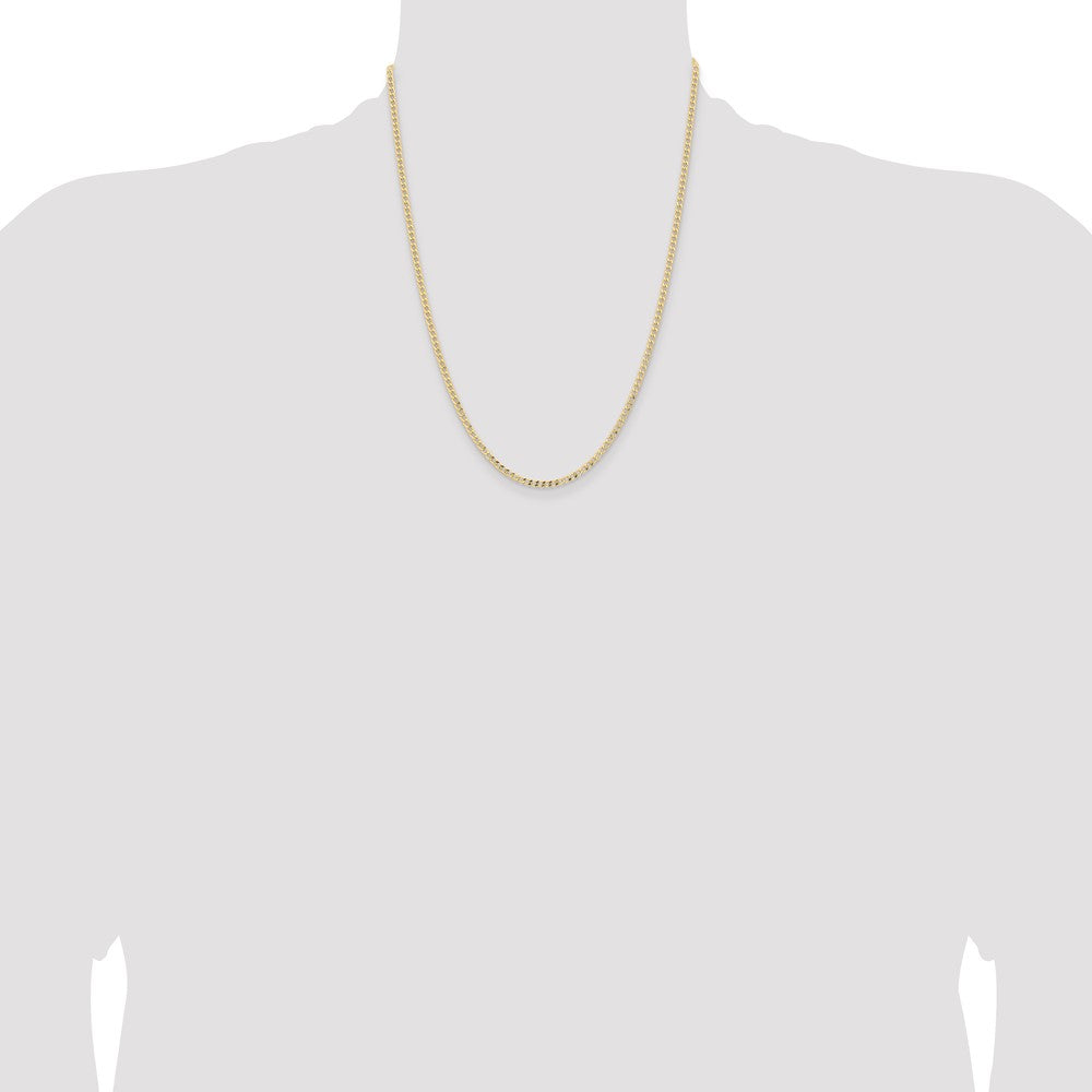 22 Inch 14K Yellow Gold 2.85mm Semi Solid Curb Chain Necklace