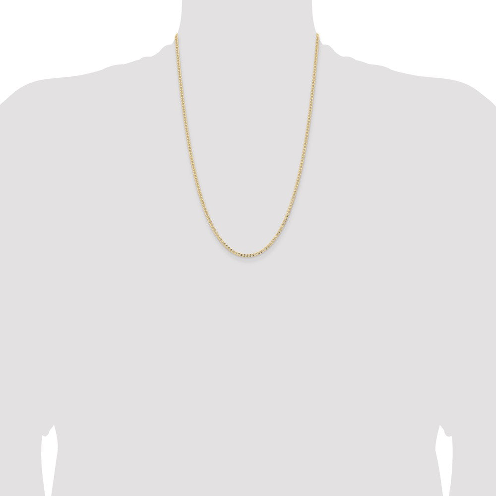 24 Inch 14K Yellow Gold 2.85mm Semi Solid Curb Chain Necklace