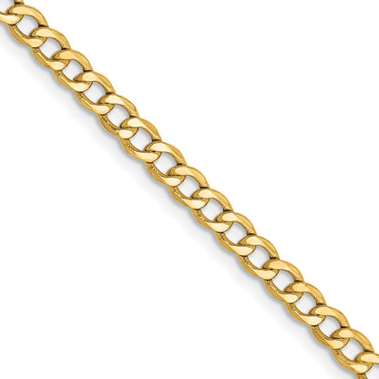 22 Inch 14K Yellow Gold 2.85mm Semi Solid Curb Chain Necklace