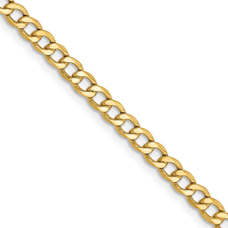 2 Inch 14K Yellow Gold 2.85mm Semi Solid Curb Chain Necklace