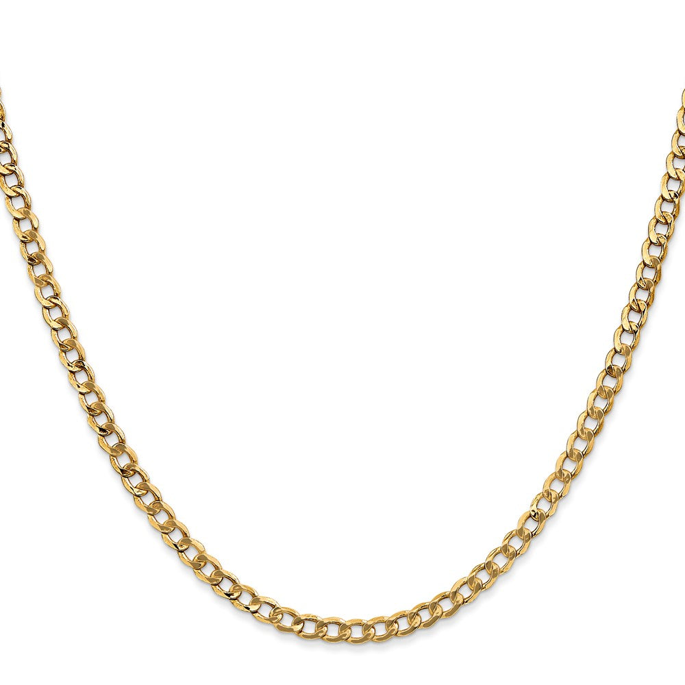 22 Inch 14K Yellow Gold 3.35mm Semi Solid Curb Chain Necklace