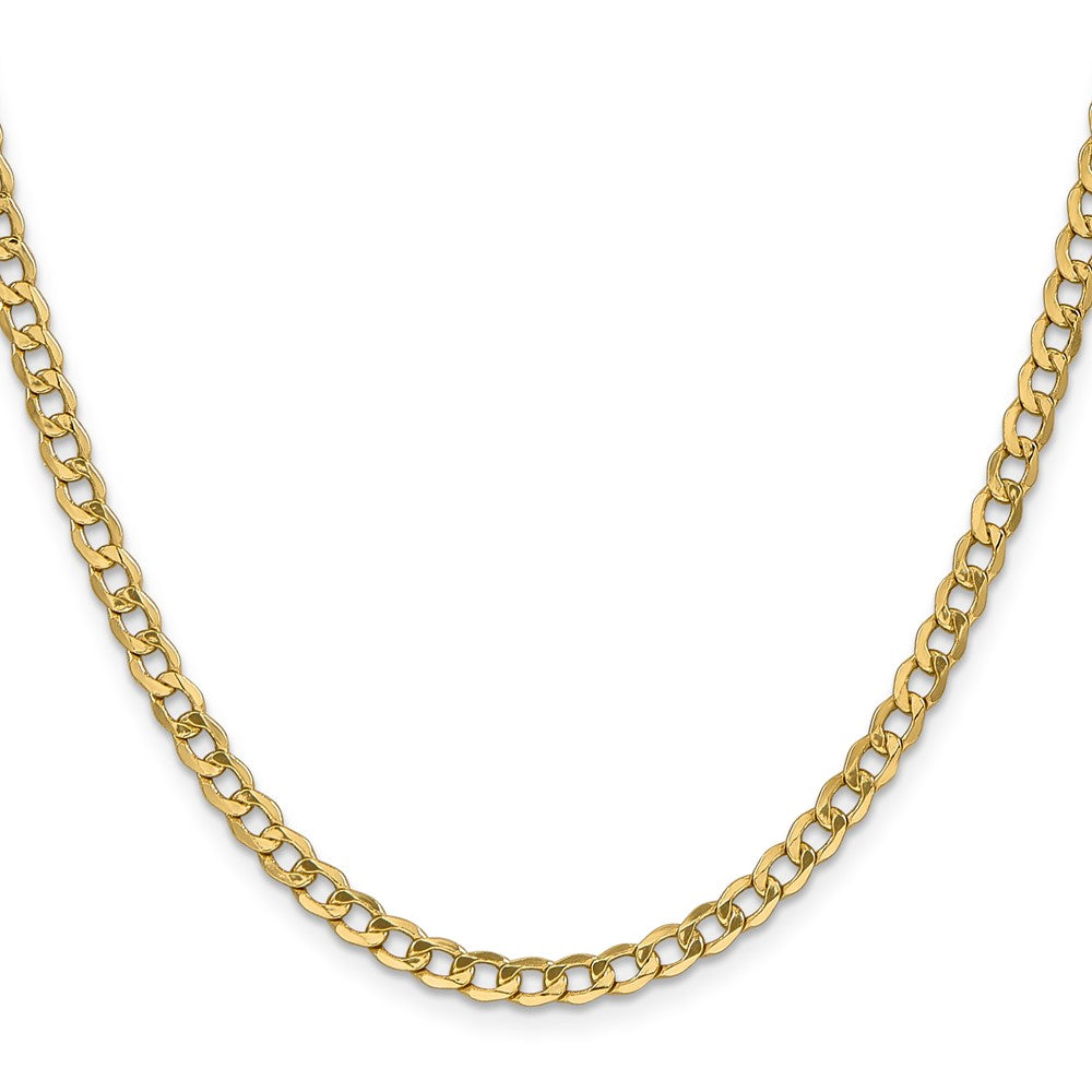 24 Inch 14K Yellow Gold 4.3mm Semi Solid Curb Chain Necklace