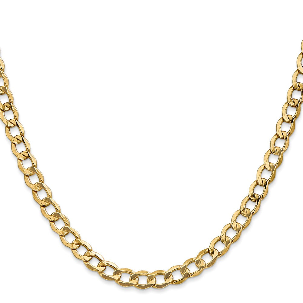 22 Inch 14K Yellow Gold 5.25mm Semi Solid Curb Chain Necklace