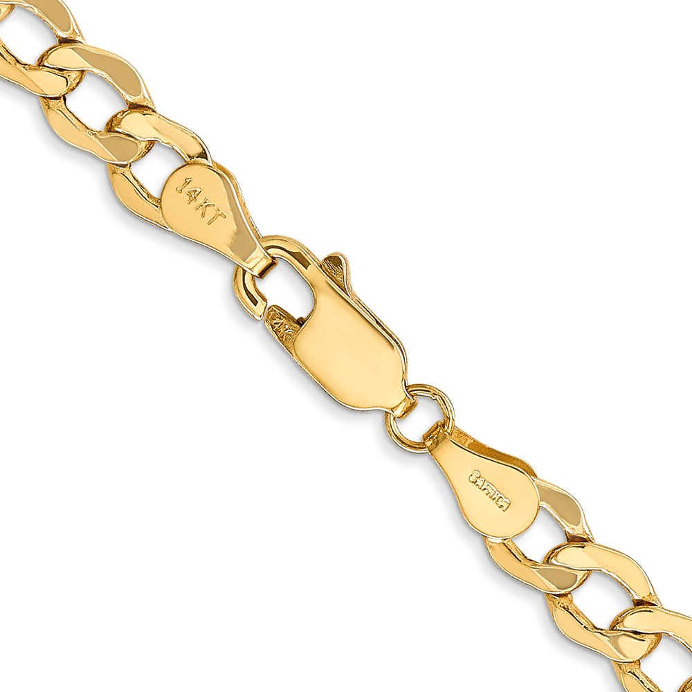 18 Inch 14K Yellow Gold 5.25mm Semi Solid Curb Chain Necklace