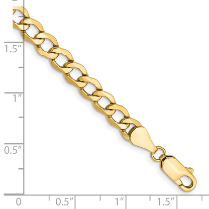 7 Inch 14K Yellow Gold 5.25mm Semi Solid Curb Chain Bracelet