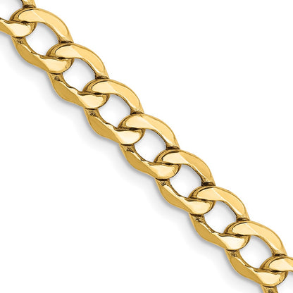 22 Inch 14K Yellow Gold 5.25mm Semi Solid Curb Chain Necklace