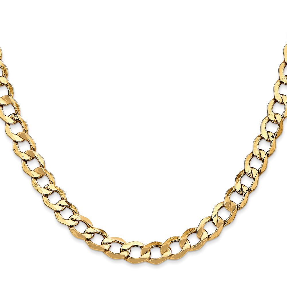18 Inch 14K Yellow Gold 6.5mm Semi Solid Curb Chain Necklace