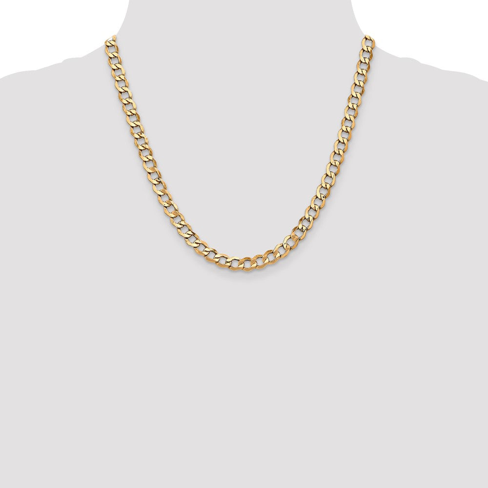 2 Inch 14K Yellow Gold 6.5mm Semi Solid Curb Chain Necklace