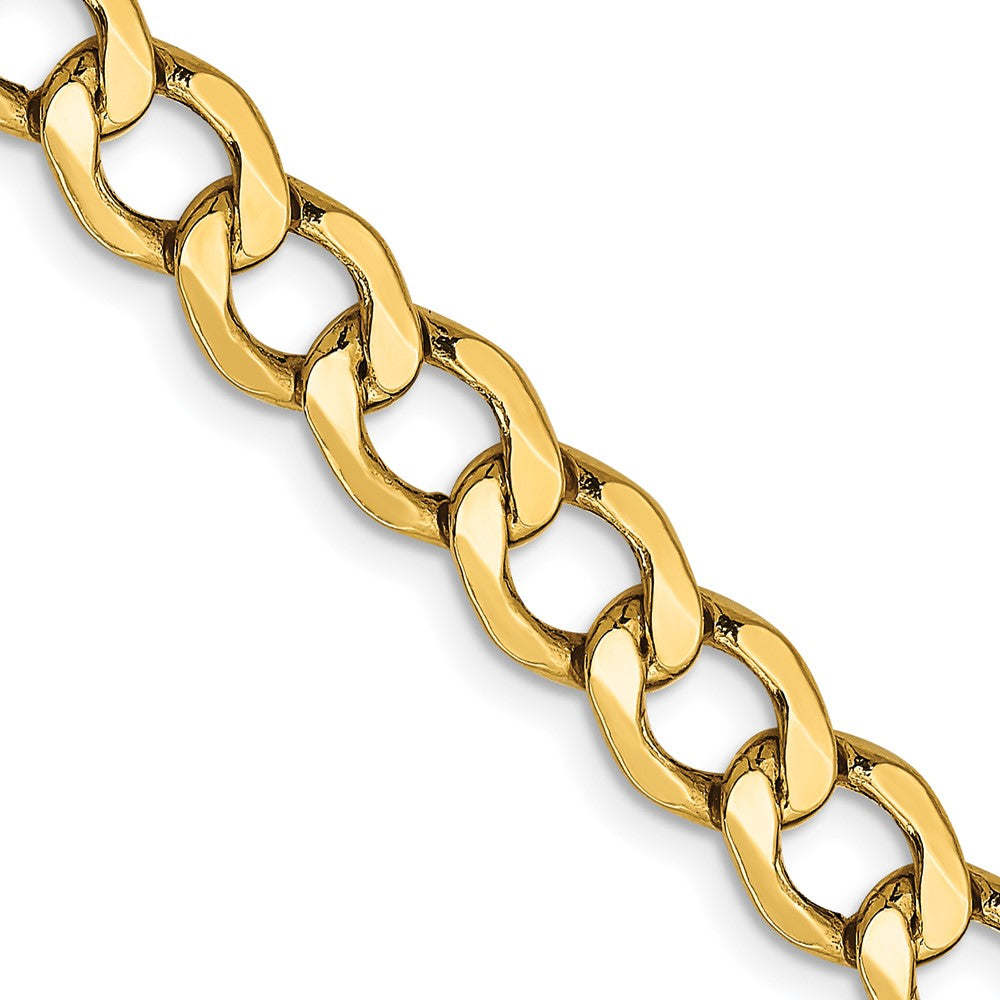 22 Inch 14K Yellow Gold 6.5mm Semi Solid Curb Chain Necklace