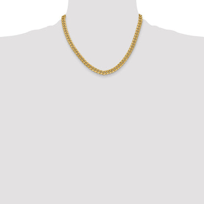 18 Inch 14K Yellow Gold 6mm Semi Solid Miami Cuban Chain Necklace