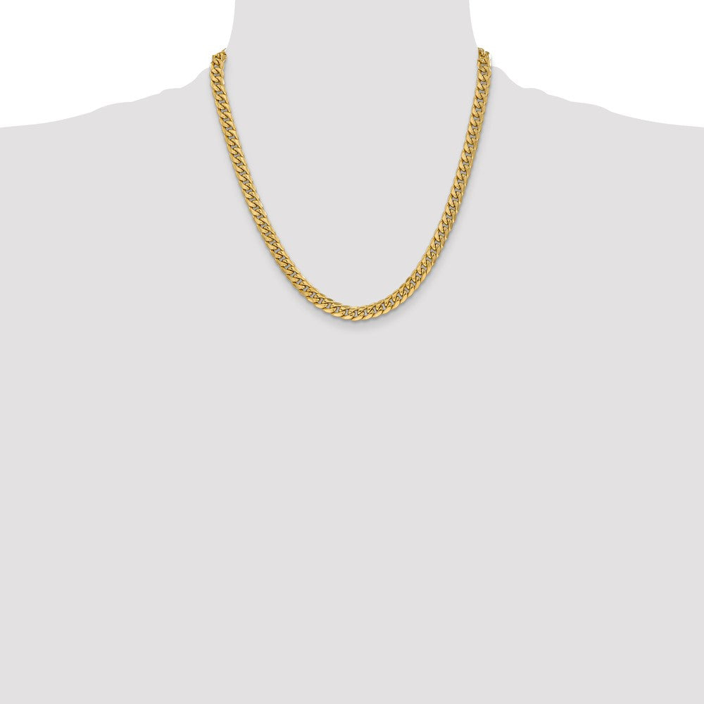 2 Inch 14K Yellow Gold 6mm Semi Solid Miami Cuban Chain Necklace