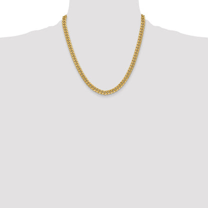 2 Inch 14K Yellow Gold 6mm Semi Solid Miami Cuban Chain Necklace
