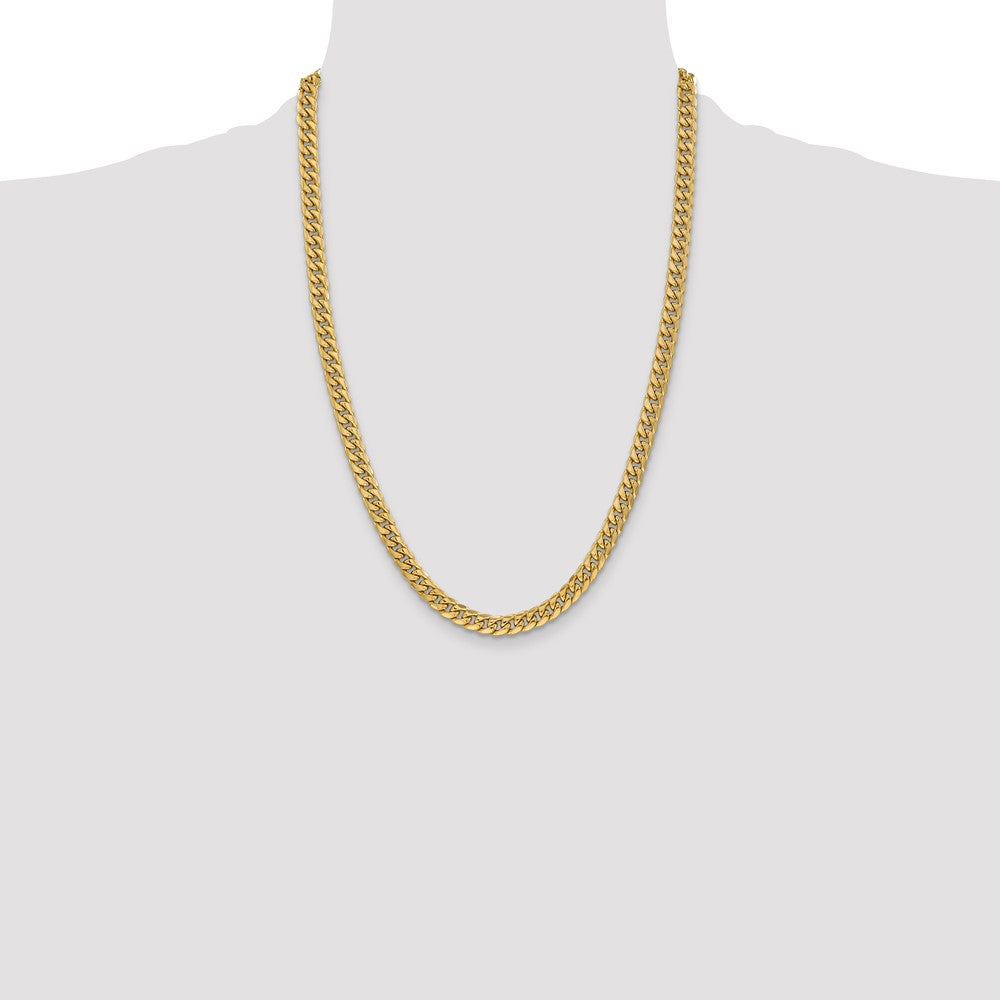 24 Inch 14K Yellow Gold 6mm Semi Solid Miami Cuban Chain Necklace