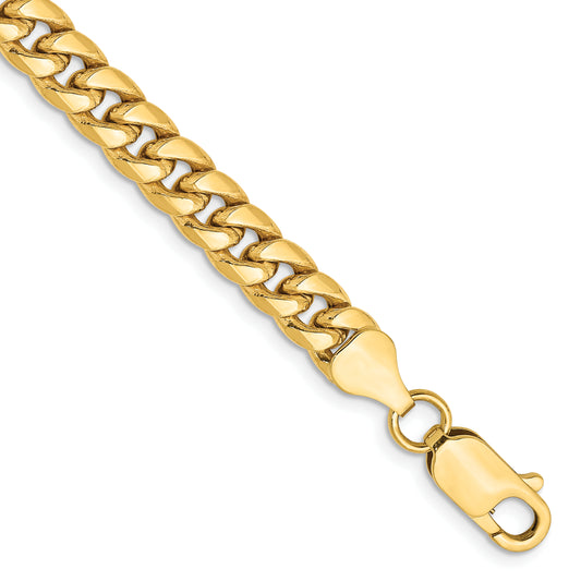 7 Inch 14K Yellow Gold 6mm Semi Solid Miami Cuban Chain Bracelet