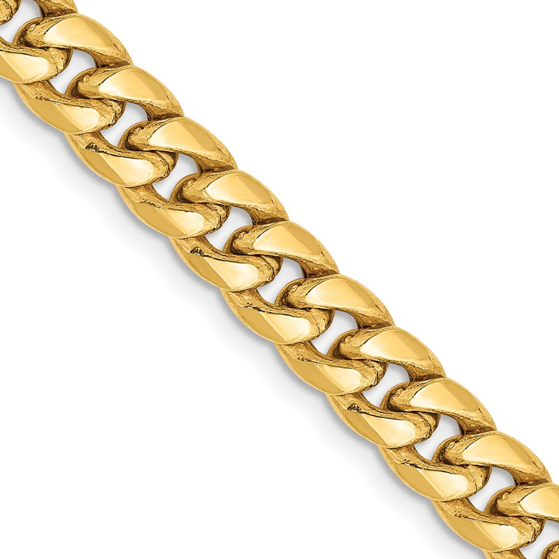 2 Inch 14K Yellow Gold 6mm Semi Solid Miami Cuban Chain Necklace