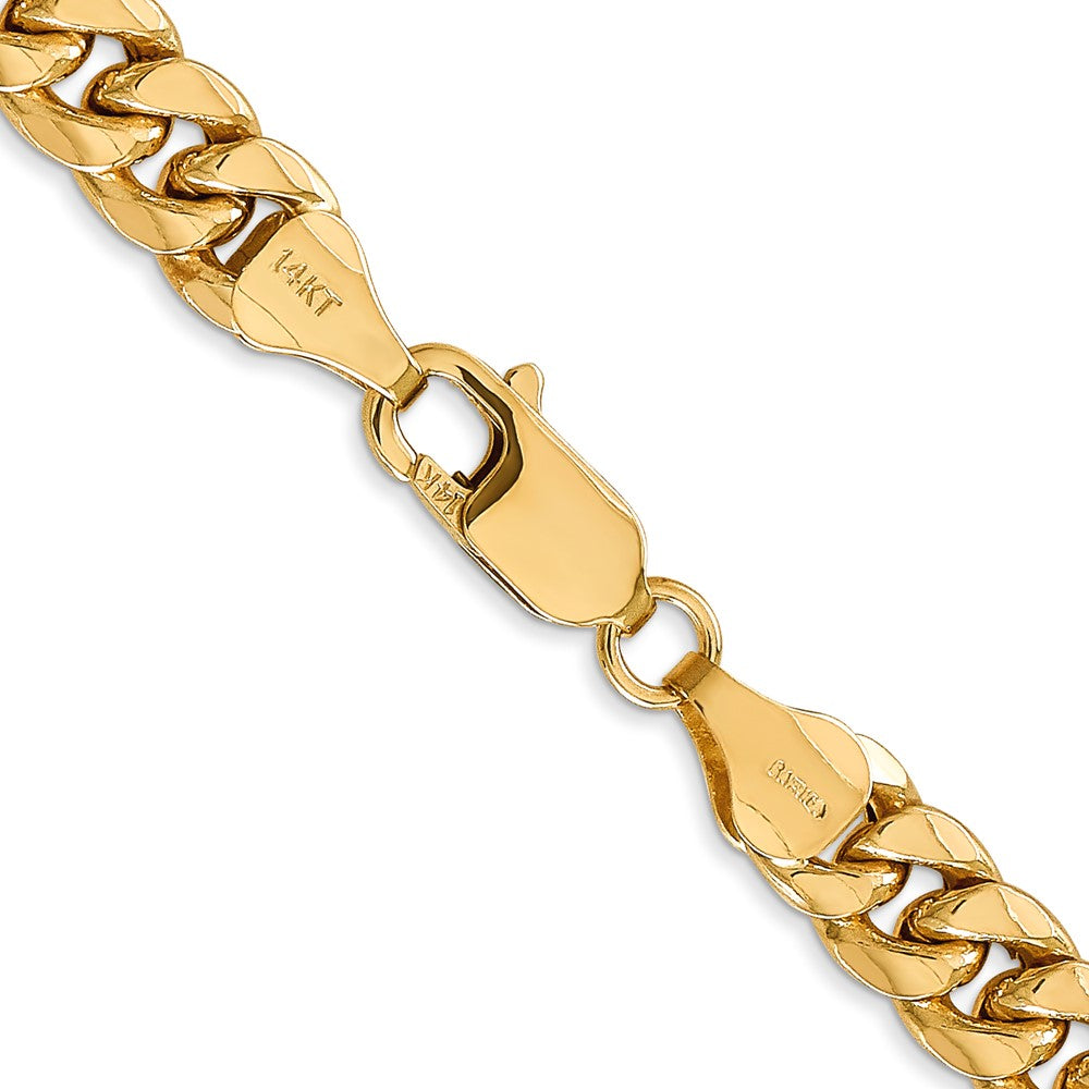2 Inch 14K Yellow Gold 6.75mm Semi Solid Miami Cuban Chain Necklace