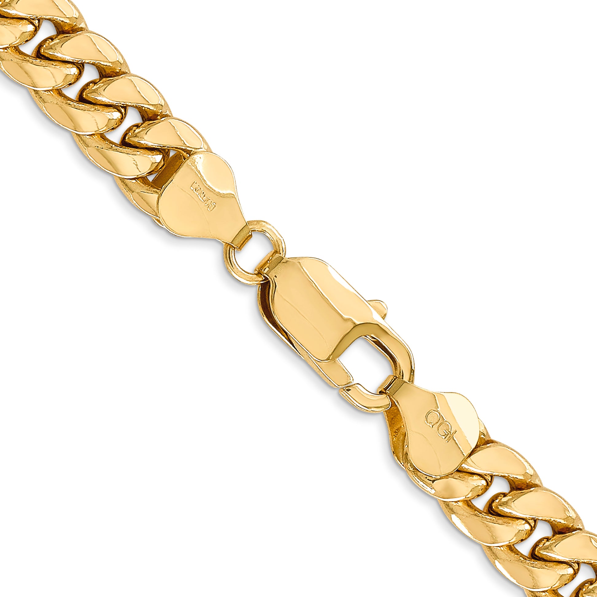 2 Inch 14K Yellow Gold 7.3mm Semi Solid Miami Cuban Chain Necklace