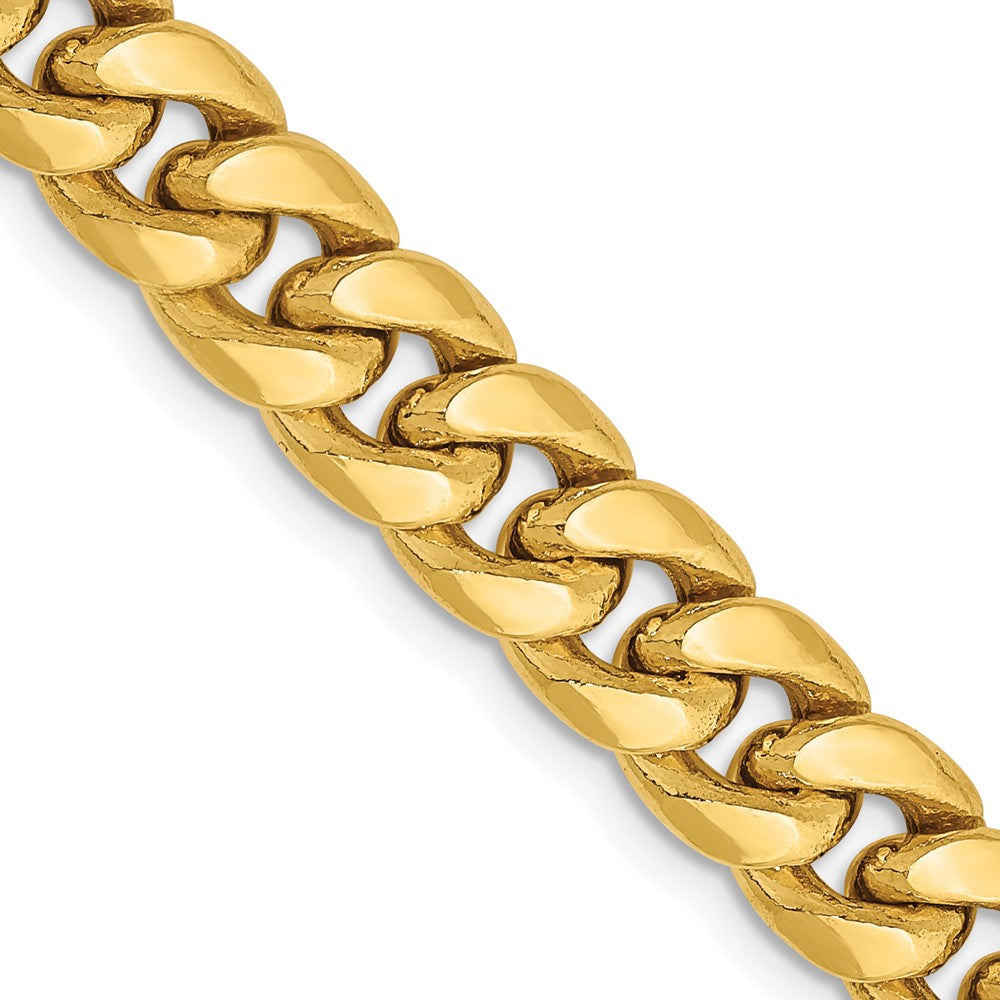 18 Inch 14K Yellow Gold 7.3mm Semi Solid Miami Cuban Chain Necklace