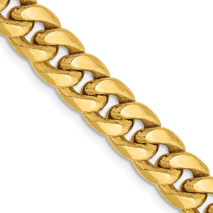 18 Inch 14K Yellow Gold 7.3mm Semi Solid Miami Cuban Chain Necklace
