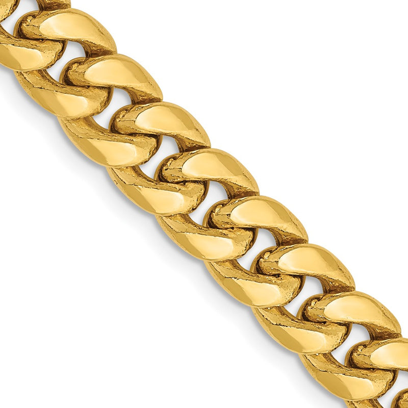 18 Inch 14K Yellow Gold 7.3mm Semi Solid Miami Cuban Chain Necklace