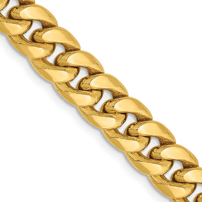 2 Inch 14K Yellow Gold 7.3mm Semi Solid Miami Cuban Chain Necklace