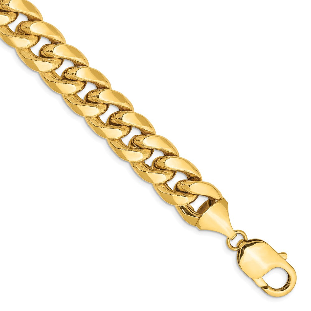 8 Inch 14K Yellow Gold 11mm Semi Solid Miami Cuban Chain Bracelet