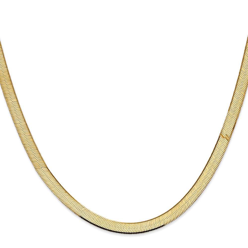 22 Inch 14K Yellow Gold 5.5mm Silky Herringbone Chain Necklace