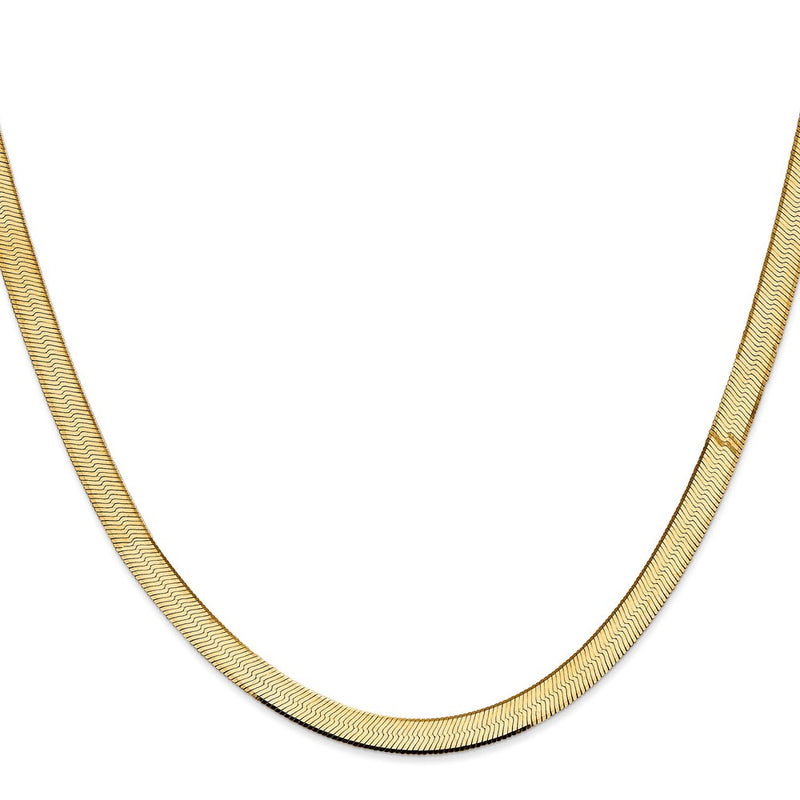 22 Inch 14K Yellow Gold 5.5mm Silky Herringbone Chain Necklace