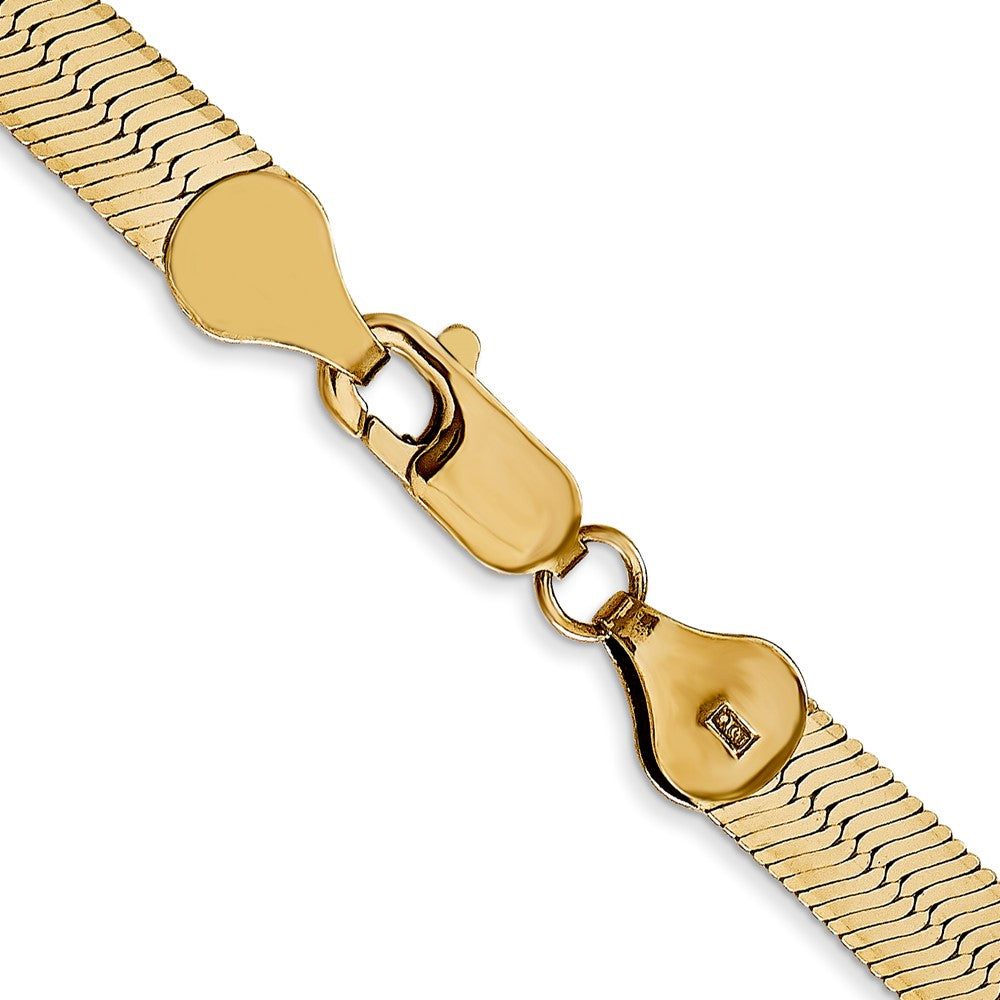 24 Inch 14K Yellow Gold 5.5mm Silky Herringbone Chain Necklace