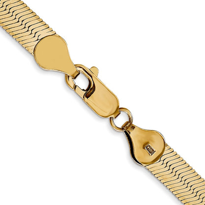 24 Inch 14K Yellow Gold 5.5mm Silky Herringbone Chain Necklace