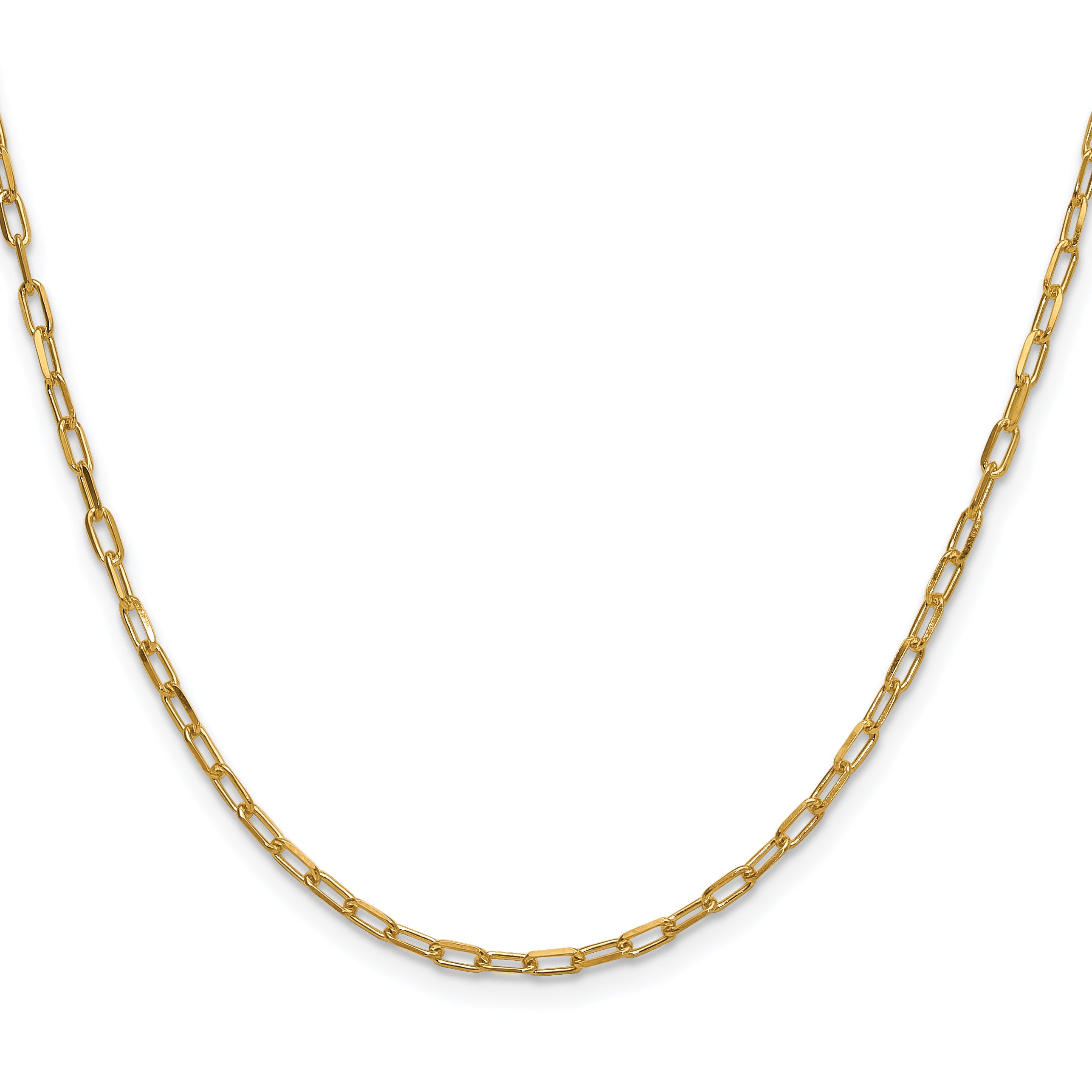 2 Inch 14K Yellow Gold 2.2mm Solid Beveled D/C Paperclip Chain Necklace