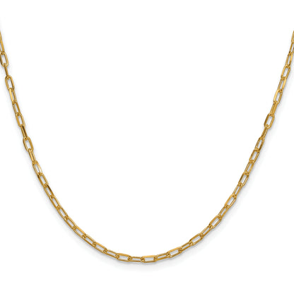 2 Inch 14K Yellow Gold 2.2mm Solid Beveled D/C Paperclip Chain Necklace