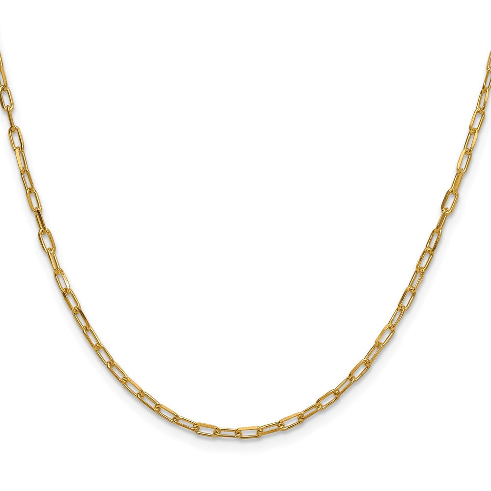18 Inch 14K Yellow Gold 2.2mm Solid Beveled D/C Paperclip Chain Necklace