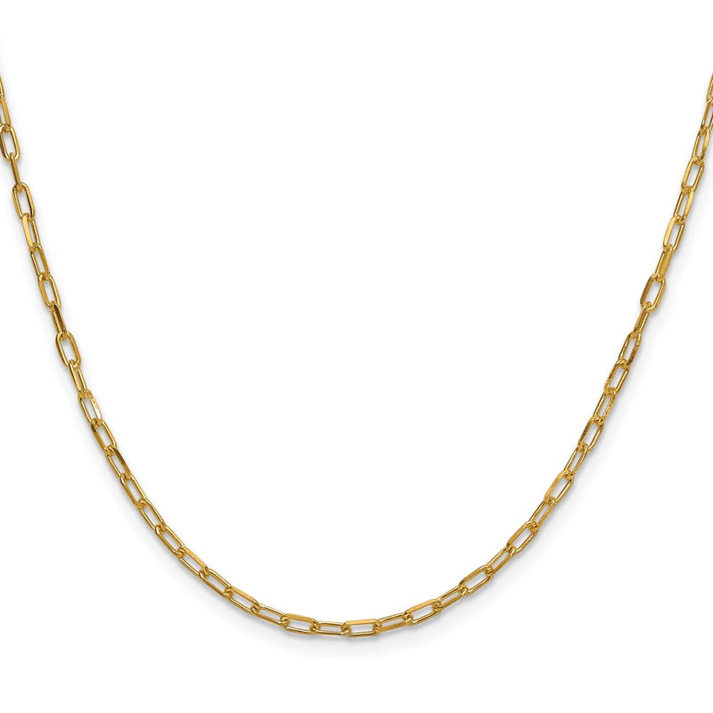 2 Inch 14K Yellow Gold 2.2mm Solid Beveled D/C Paperclip Chain Necklace
