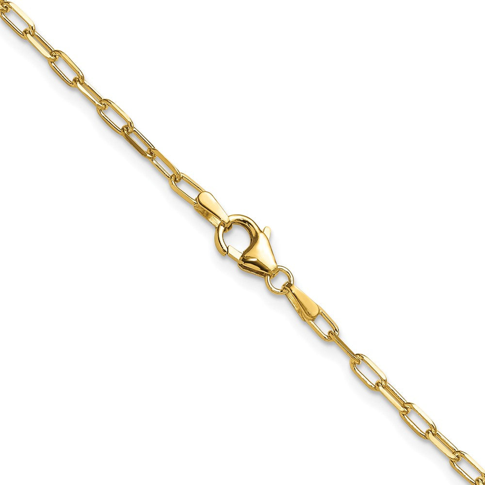 24 Inch 14K Yellow Gold 2.2mm Solid Beveled D/C Paperclip Chain Necklace