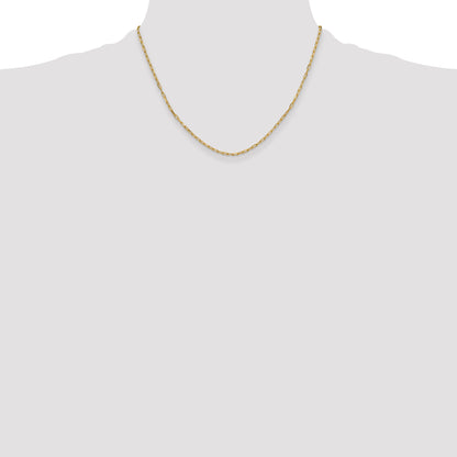 18 Inch 14K Yellow Gold 2.2mm Solid Beveled D/C Paperclip Chain Necklace