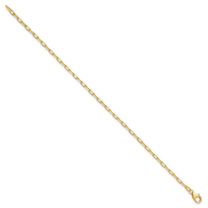 8 Inch 14K Yellow Gold 2.2mm Solid Beveled D/C Paperclip Chain Bracelet