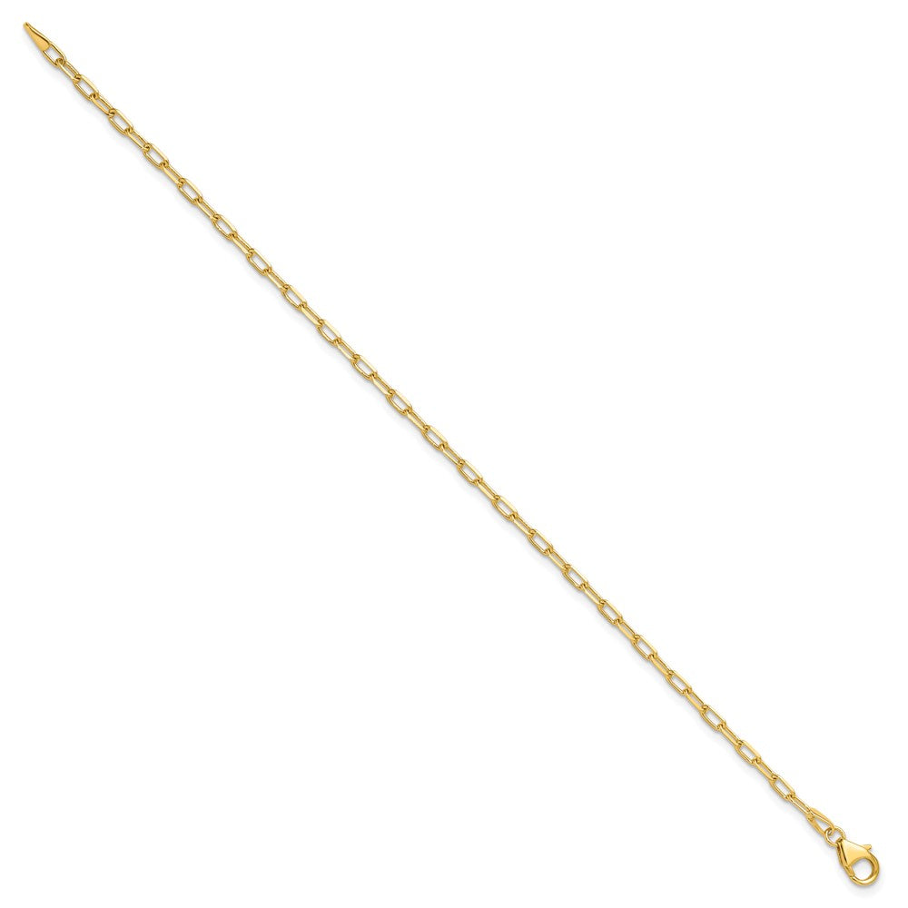 8 Inch 14K Yellow Gold 2.2mm Solid Beveled D/C Paperclip Chain Bracelet