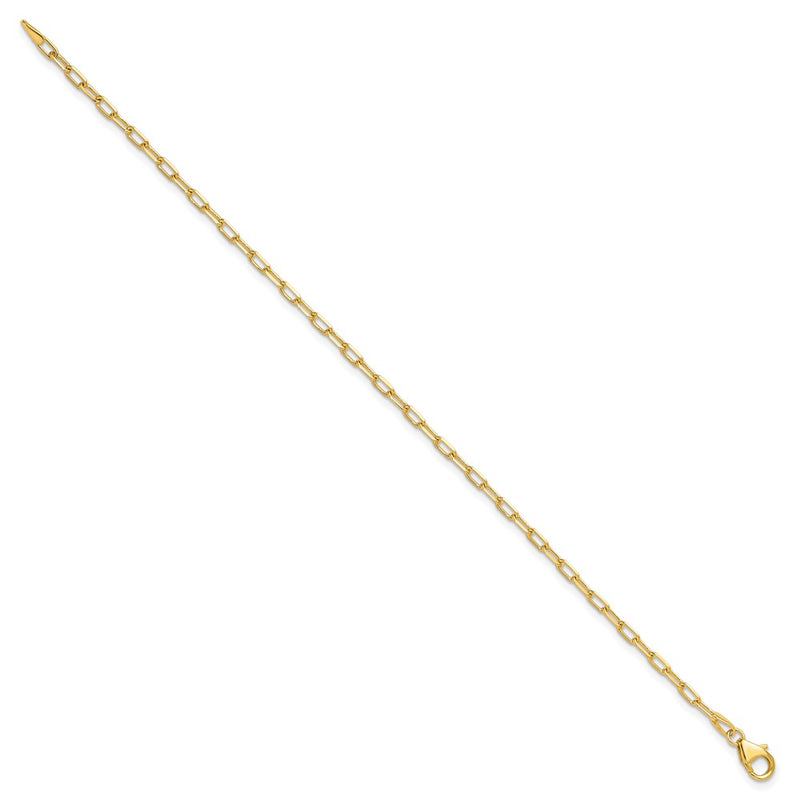8 Inch 14K Yellow Gold 2.2mm Solid Beveled D/C Paperclip Chain Bracelet