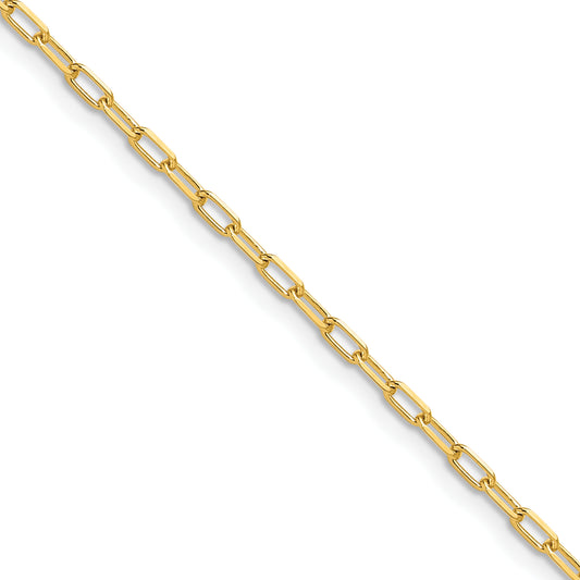 16 Inch 14K Yellow Gold 2.2mm Solid Beveled D/C Paperclip Chain Necklace