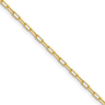18 Inch 14K Yellow Gold 2.2mm Solid Beveled D/C Paperclip Chain Necklace