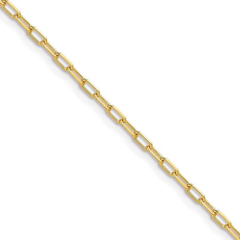 2 Inch 14K Yellow Gold 2.2mm Solid Beveled D/C Paperclip Chain Necklace