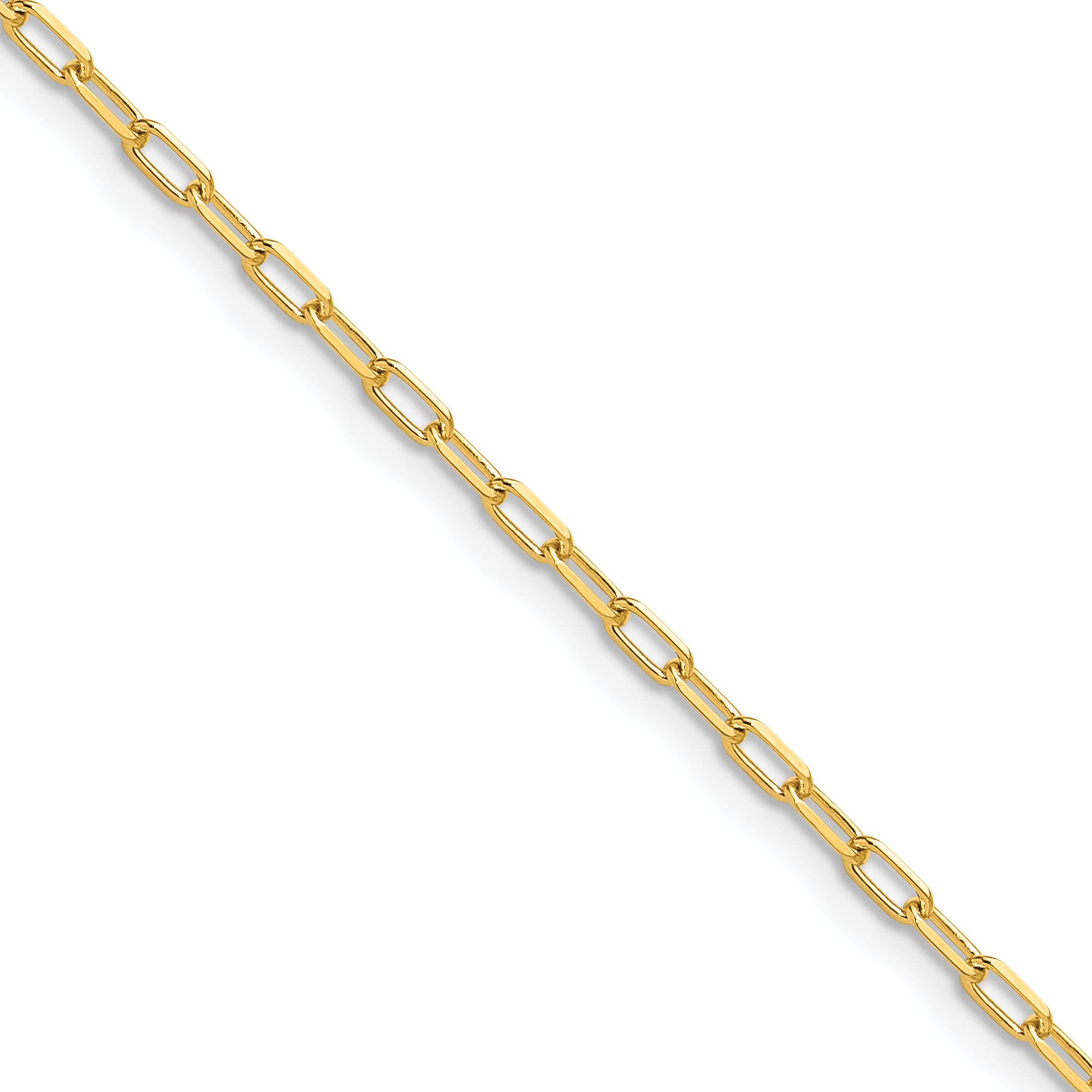 2 Inch 14K Yellow Gold 2.2mm Solid Beveled D/C Paperclip Chain Necklace