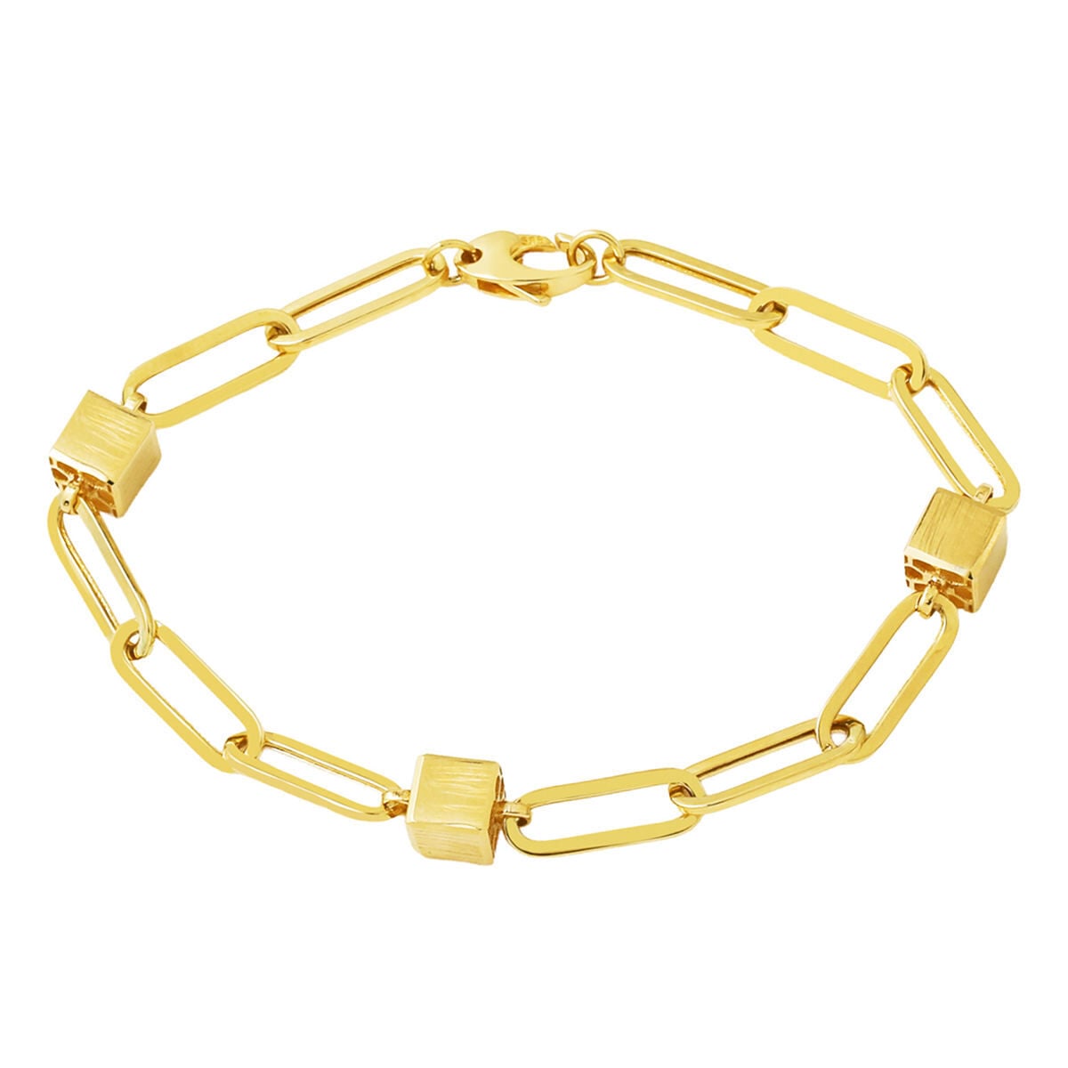 14K Yellow Gold Italian Cube Design Bracelet