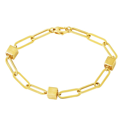 14K Yellow Gold Italian Cube Design Bracelet