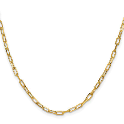 24 Inch 14K Yellow Gold 3.0mm Solid Beveled D/C Paperclip Chain Necklace