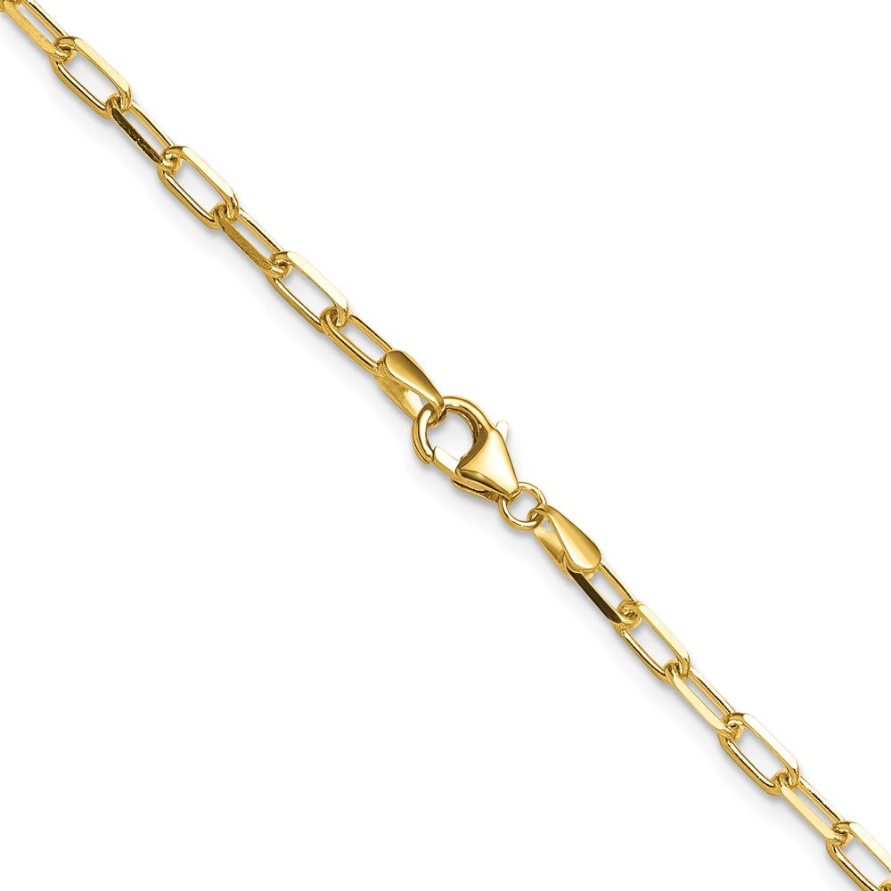 24 Inch 14K Yellow Gold 3.0mm Solid Beveled D/C Paperclip Chain Necklace