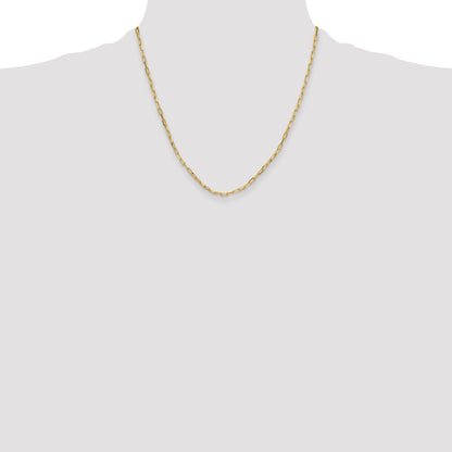 2 Inch 14K Yellow Gold 3.0mm Solid Beveled D/C Paperclip Chain Necklace