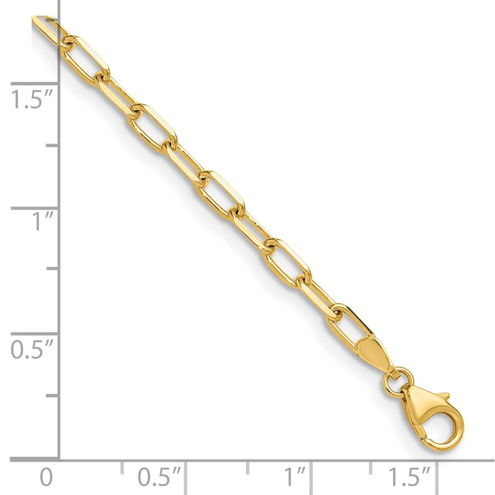 8 Inch 14K Yellow Gold 3.0mm Solid Beveled D/C Paperclip Chain Bracelet